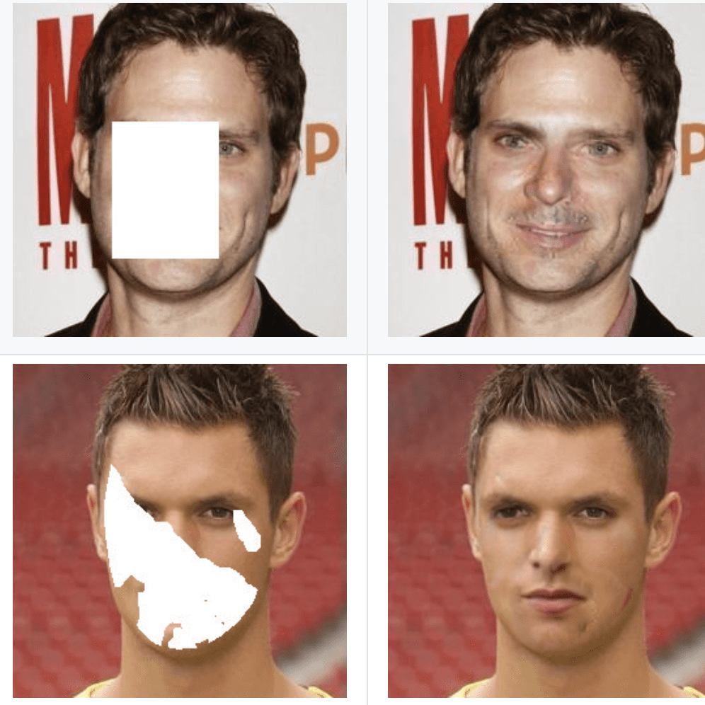 Figure 10: Face completion by filling in the missing pixels (source: SymmFCNet).